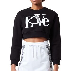 Moschino Black Crop Hoodie Sweatshirt